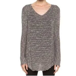 Helmut Lang women's extra small xs sweater caged boucle curved hem linen